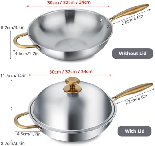 Wok de acero inoxidable sin recubrimiento 30 cm miniatura 4