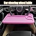 Dickno Car Steering Wheel Desk, Multipurpose Auto Steering Wheel Tray with Drink Holder, Steering Wheel Food Tray for Eating, Universal Vehicle Travel Accessories for Constant Travelers (Pink)