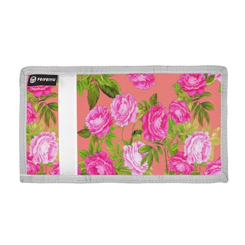 Peonies Green Leaves Orange Kids Wallet for Boys Girls Trifold Sport Outdoor Wallets for Youth Teen Children Wallet with Zippered Coin Pockets Card Holders Novelty Wallets with Magic Sticker2