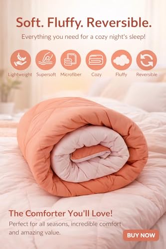 Image of Dual Tone Reversible Ultra-Soft Heavy Glace Cotton Comforter Double Bed | 90x100 Inch |Filled with Pure Microfiber | All-Season Premium Comforter (Mist Red)
