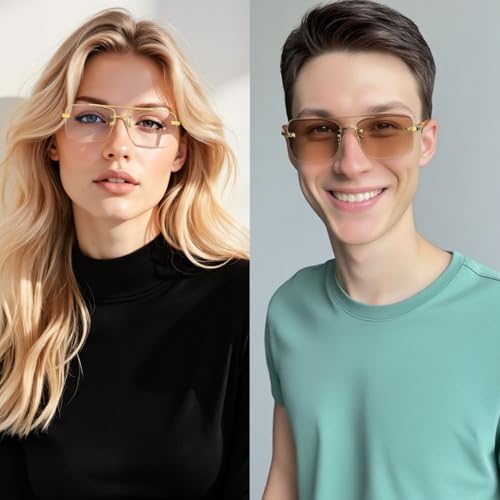 Mens Fashion Rimless Rectangle Sunglasses for Man Frameless Square Glasses Gradient Tinted UV400 Lens4