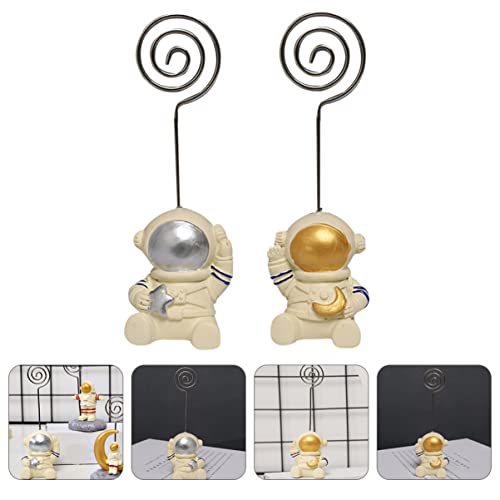 Amosfun 2 peças de suportes de mesa número de mesa clipes fixos de imagem de astronauta clipes de no