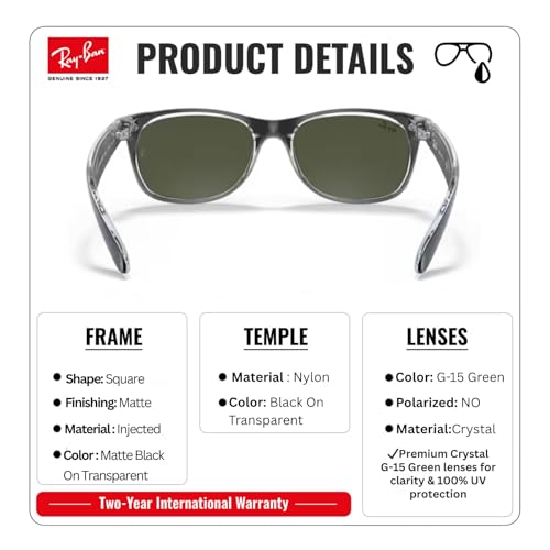 Image of Ray-Ban RB2132 NEW WAYFARER COLOR MIX Square Shaped Sunglasses for Men & Women with Official RAYBAN Eyewear Kit