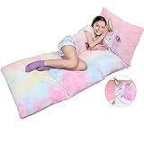 Unicorn Pillow Cover Pillowcase Kids Unicorn Floor Pillows Lounger, Toddler Camping Accessories, Rainbow Velvet Fabric Guarantee Soft and Comfortable