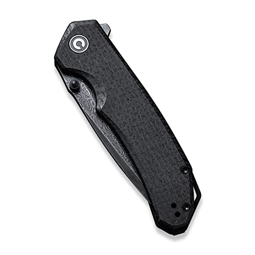 CIVIVI Brazen Pocket Knife,3.5-Inch Tanto Damascus Folding Knife, Micarta Outdoor Camping Hiking Knife with Thumb Studs and Flipper Opener,Unique Tool Gift for EDC Men Women C2023DS-1
