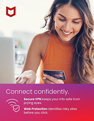Image of McAfee Total Protection w / Safe Connect VPN | 10 Device | Antivirus Internet Security Software | Password Manager, Dark Web Monitoring, Parental Controls | 1 Year Subscription | Key Card