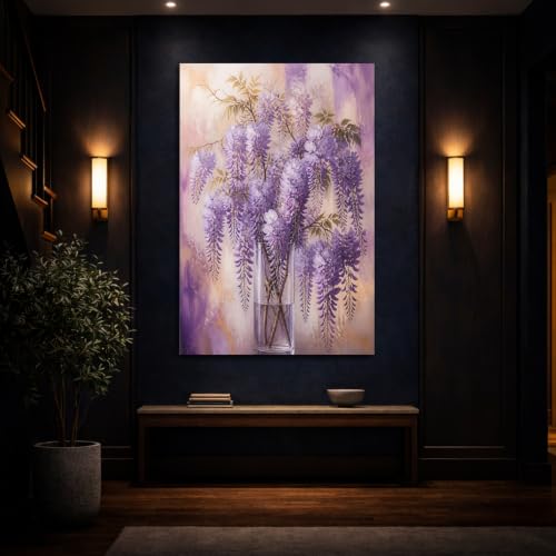 Toile botanique glycine pour décorer le dessus de canapé