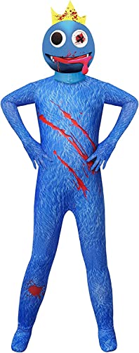 Waslary Rainbow Friends Disfraz para Niños Infantil Jumpsuit Azul Monstruo Cosplay para Carnaval Fiesta de Disfraces Navidad Halloween (S)