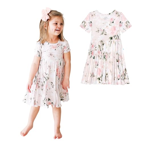 Posh Peanut Little Girls Dresses - Ruffled Toddler Twirl Dress & Summer Clothes for Girls Made with Viscose from Bamboo
