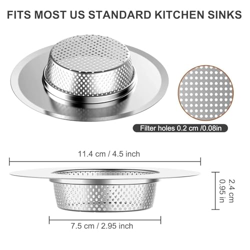 2-Pack Coladores para Lavabo Cocina 4.4" Acero Inoxidable miniatura 2