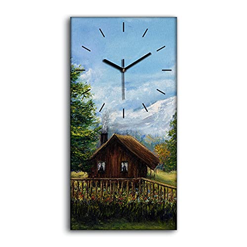 Horloge sur toile silencieuse pour chambre sans tic-tac tableau montagne 30x60 - 2