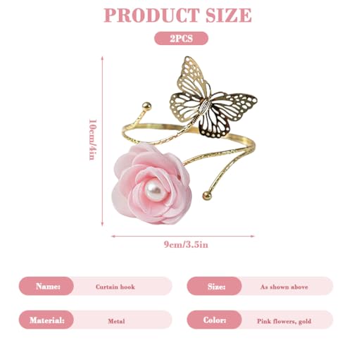 Image of HASTHIP 2Pcs Curtain Tie Backs, Metal Cut-Out Butterfly Floral Charm Curtain Holdbacks, Decorative Drapery Holder Tiebacks Window Curtains Accessories for Living Room, Bedroom
