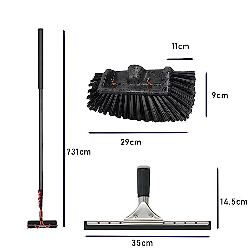 Spazzola in fibra di carbonio Teles da 11,8 m, strumento di pulizia retrattile ad acqua per pannelli solari e alta gth, ideale per una pulizia efficiente all'esterno.