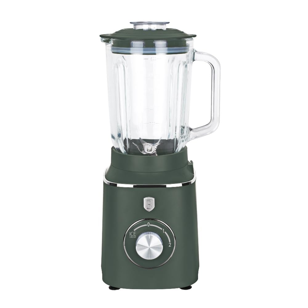 Berlinger Haus Blender stołowy | szklany pojemnik 1,5 l 1000 W Matte Green Collection | funkcja kruszarki do lodu i smoothie | ostrza ze stali nierdzewnej