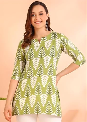 Image of Women's Short Kurti in TopsTunic Rayon Cotton Blend | Ladies Ethnic Tunic