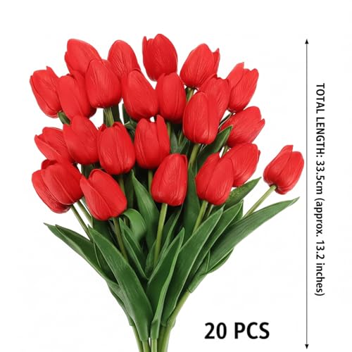 Tulipes artificielles déco d'intérieur sans entretien rouge - 5