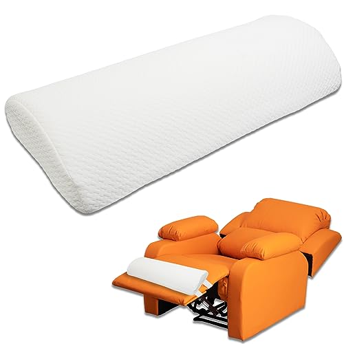 S-SNAIL-OO Footrest Pillow, 23×10×2'' Half Moon Bolster Cushion with Cover & Elastic Band, Polypropylene Fill, Multifunctional Recliner Sofa Pillow for Head/Neck/Waist/Leg/Feet (White, 1PCS)