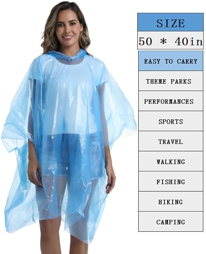 Image of 4 /6 /12 Pack Disposable Rain Ponchos for Adults - Emergency Rain Poncho for Camping Hiking Travelling