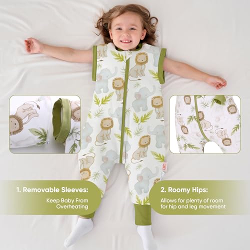 Image of LAT Winter Baby Sleep Bag with Feet,3-way zip Wearable Blanket with Removable Sleeves,Warm Sack for Toddler 2.5 TOG