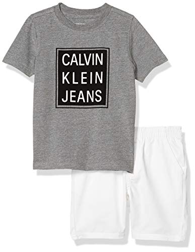 Calvin Klein Boys' 2 Pieces Shorts Set, Dark Grey/White, 3T