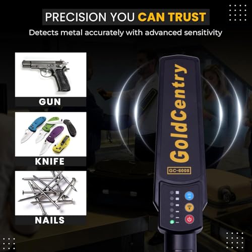 Image of Hand-Held Safety Inspection High Sensitivity Metal Detector with Sound & Vibrate Alarm Signals, LED Indicators for Security Checks at Airports, Stations, Malls, Cinemas - Pack of 1