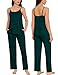 SWOMOG Maternity Pajamas Set 3 PCS Nusing Pajamas Labor and Delivery Gown & Camisole & Pants Postpartum Pjs Emeral Green Large