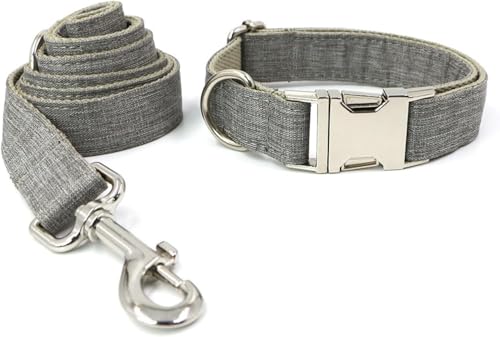 Collier et laisse pour chien réglable ensemble de balade gris S - 2