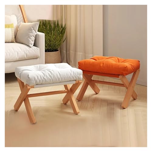 Repose-Pieds Pliable en Bois de Hêtre Gris Clair | Tabouret de Rangement Compact