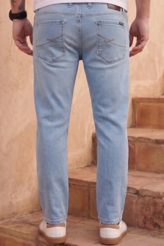 Image of Louis Philippe Men's Smart Fit Stretch Fabric for Comfort Premium Wash Aesthetic Authentic Twill and Durable Jeans