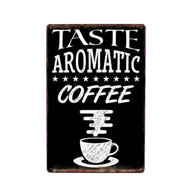 ABCDEFG - 4 placas de metal vintage con texto en inglés "Coffee Makes Everything Possible", para cafetería, bar, pub, decoración de pared para el hogar, la cocina y el jardín