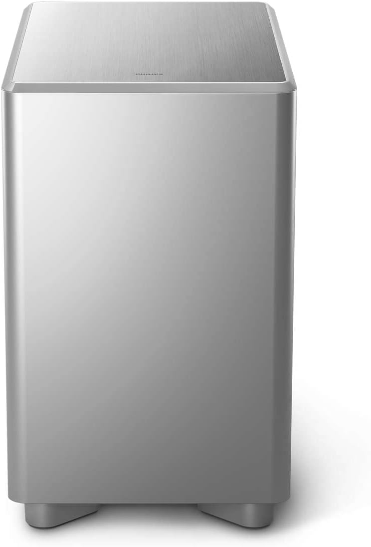 Philips TAW8506 Wireless Subwoofer, 8 Inch Subwoofer for Philips TV, 300 W Max, Super Bass Subwoofer for Home Cinema, DTS PlayFi, Dimensions: 24 x 39 x 40 cm, Silver Design