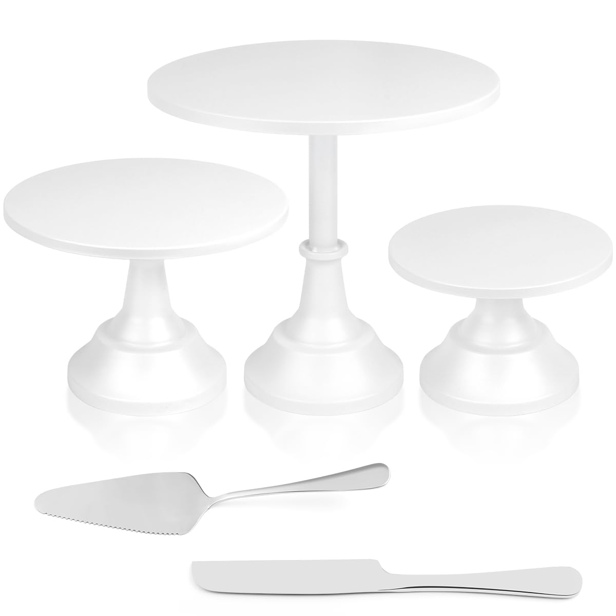 3 Supporti Cilindrici A Colonna In Metallo Bianco Per Torte E Dessert - Alzate Per Feste