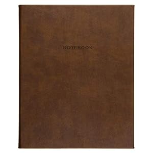 Eccolo Large Lined Journal Notebook, Hardbound Cover, Writing Journal, 256 Ruled Ivory Pages, Gilded Edge, Ribbon Bookmark, Lay Flat, Desk Size for Work or School (Brown Leatherette, 8×10 inches)