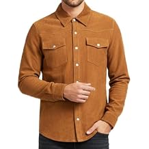 A1 Fashion Goods Men's Goat Suede Trucker Shirt Jacket Classic Western Style Real Leather Overshirt Grayson
