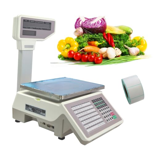 Báscula digital comercial con impresora térmica 33LB INTBUYING miniatura 1