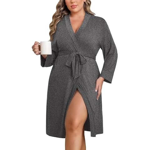 Ekouaer Plus Size Knee Length Robe Cover