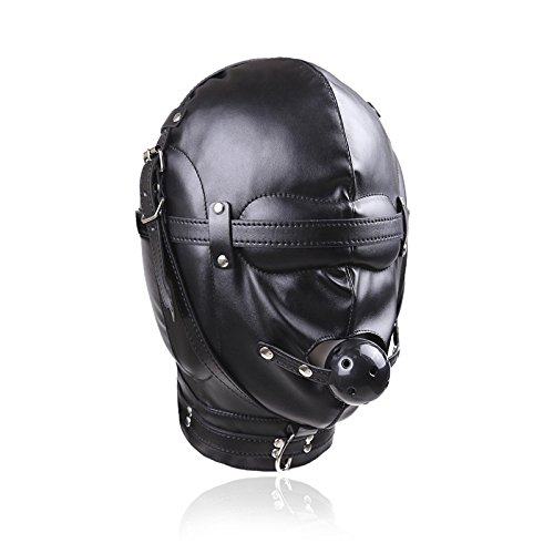 Helm gezichtsmasker feestkostuum gesloten vrouw heren cosplay zwart leer - Image 3