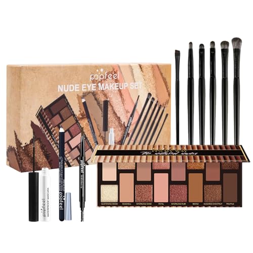 Professional Makeup Lidschattenpalette, Shadow Palette, Eyeshadow Make Up Kosmetik, Vegane Augenpalette Smokey Eyes Glitter Gepresster Puder Lidschatten Palette Nudetöne mit Spiegel, 16 Farbtöne (A)