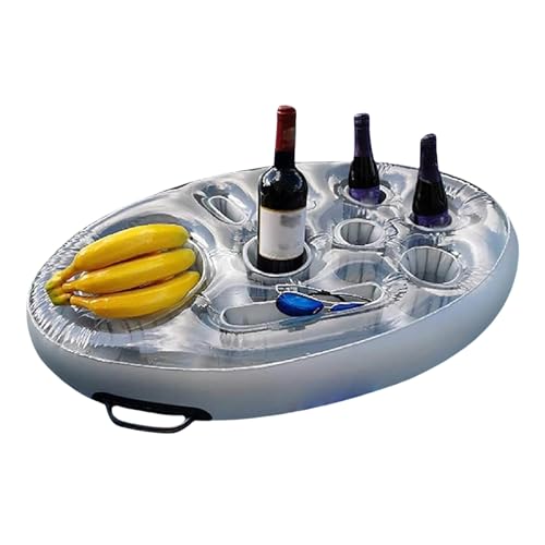 Inflatable Drinks Holder for Pool, Pool Drinks Fruit Serving Tray for Swimming Pool Party (Grey)
