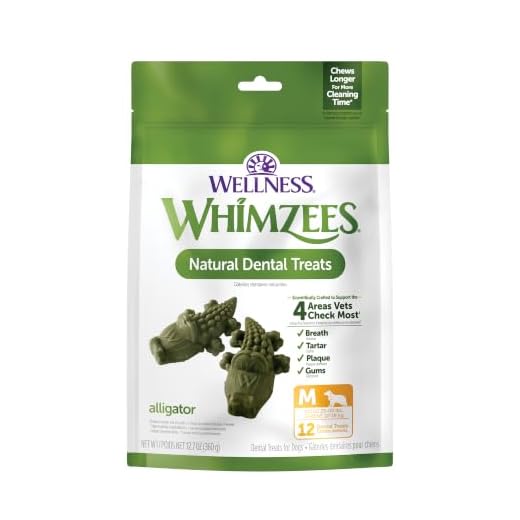 Whimzees Wellness Alligator Dog Dental Treats, Medium Size, (12 Count)