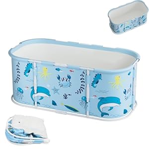 yoakaiax Draagbare badkuip van 109 cm voor volwassenen, draagbare badkuip voor douchecabine, opvouwbaar bad voor volwassenen, opvouwbare badkuip voor volwassenen, ideaal voor warm bad en ijsbad