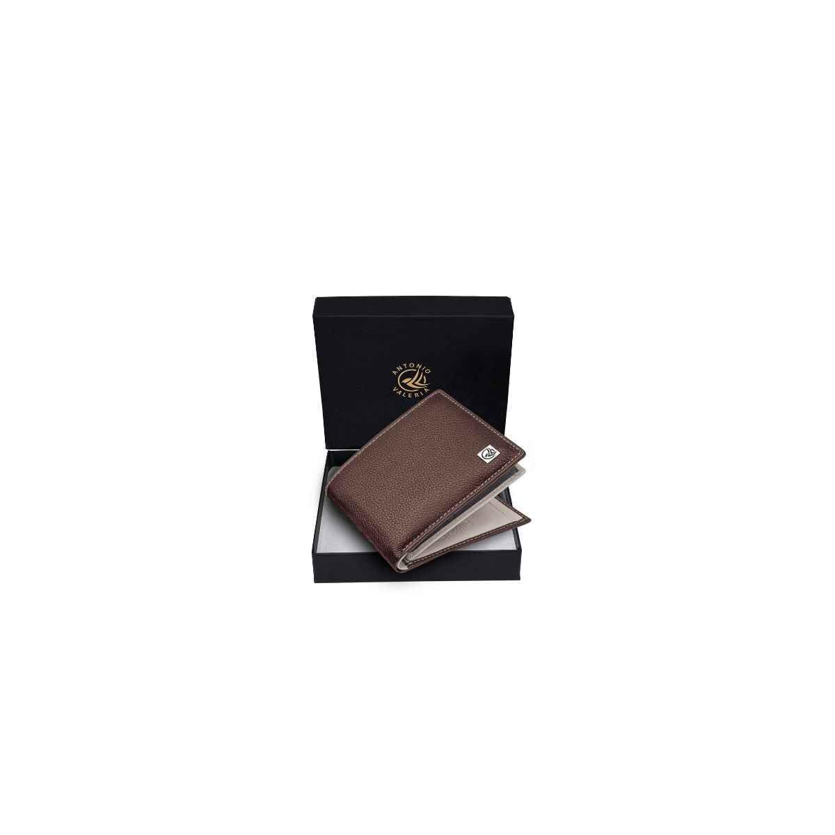 ANTONIO VALERIA Noah Brown/Sand Leather Wallet for Men