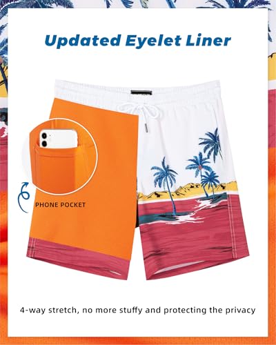 Image of SURF CUZ Mens Swim Trunks with Compression Liner Swim Shorts 7 inch Swimming Trunks Stretch 7 Inch Swim Suits Quick Dry