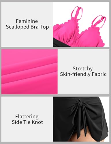 Image of Charmo Plus Size Swimsuit for Women Swim Dress Scalloped One Piece Tummy Control Bathing Suit Ruched Swim Suits 2026