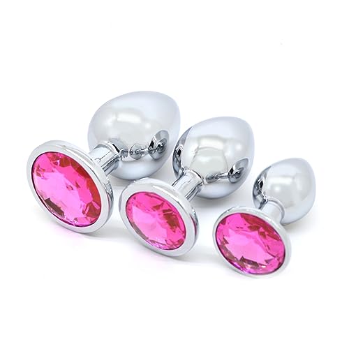 3 PCS Butt Plug Stainless Steel Anal Plug in 3 Sizes Anal Sex Toys for Men Women Non-Slip Butt Plug Set Washable Rustproof for Gay Couples (7cm 8.2cm 9cm)