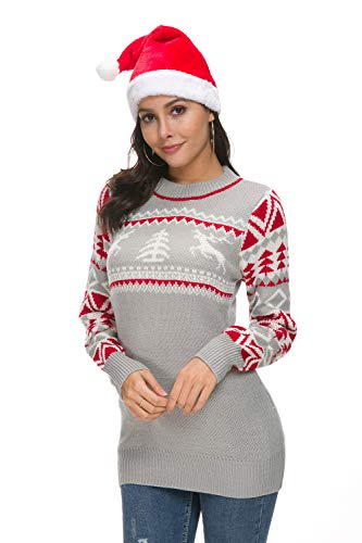 Hanlolo Ugly Christmas Women Sweater Shirts Long Sleeve Round Neck Reindeer Xmas...