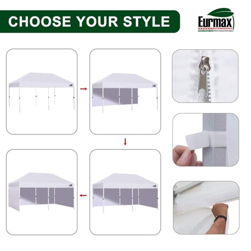 Image of Eurmax USA 10x20 Pop Up Canopy Tent,Commercial Tent with Patented No-Tip Rolling Bag,4 Zippered Removable Walls,UV & Water Resistant Canopy Top,Heavy Duty Outdoor Gazebo,Instant Shelter(Violet)