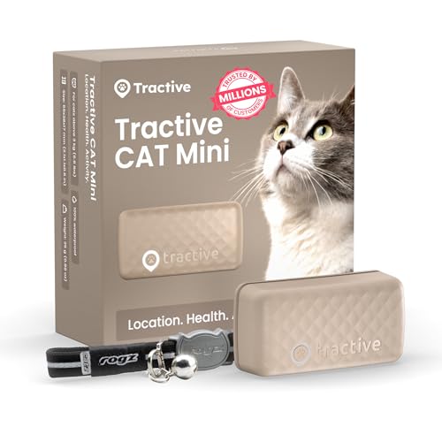 Tractive Smart Cat Tracker Mini | #1 Cat GPS | Real-Time Location Tracking | Territory & Location History | Safety Collar included (Brown)