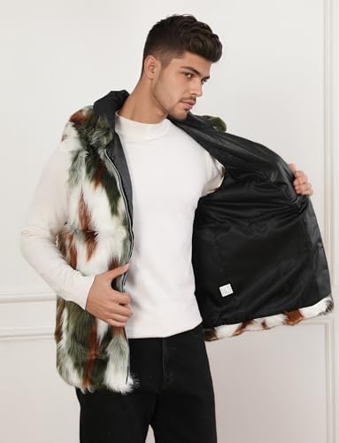 Idopy Winter Men`s Faux Fur Coat Vest Gilet Sleeveless Jacket