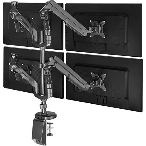 403399 Monitor Halterung für 4 Monitore 13-32" Tisch Halterung für LCD LED Bildschirme, VESA 75x75 und 100x100, Schwenkarme mit Kabelkanäle,